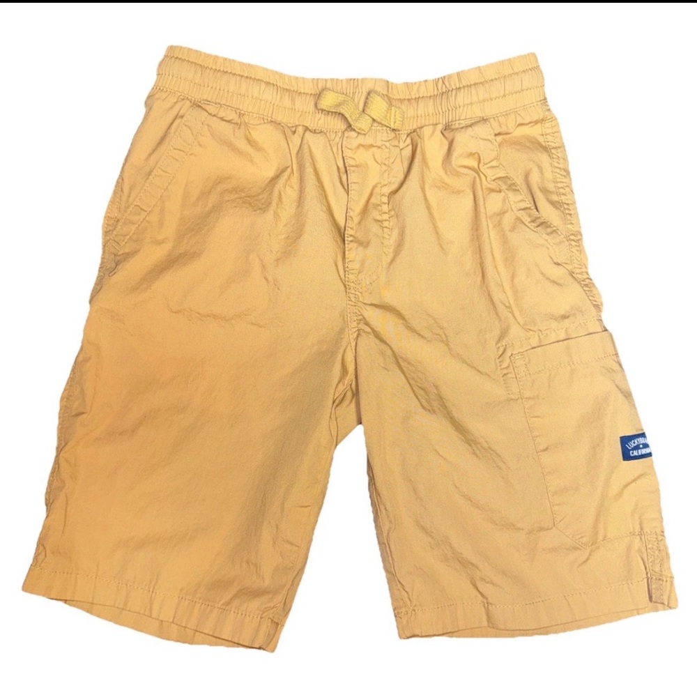 Lucky Brand 10/12 Youth Boys Pastel Mustard Yellow Shorts Cargo Comfort Preppy